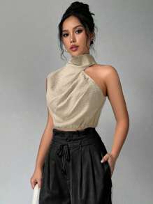 Firerie Blouse sans manches col montant en lin pour femme, Top de navette, chemise sans manches asymétrique, convient pour les trajets, élégante, vacances, plage, bohème, hawaïenne, fête des enseignants, festival de musique