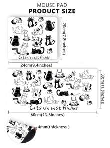 ROMWE Anime 可爱简约猫咪图案防滑防水加厚鼠标垫，鼠标垫 998665 - 彩色 - 查看 3