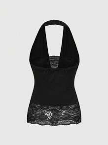 ROMWE Goth Y2K 复古性感撞色蕾丝垂坠领露背背心