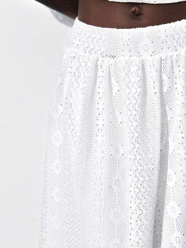 SHEIN Maija 2025 Spring-Summer New Arrival Casual Fashion Comfortable Women Knitted Lace Skirt, Suitable For Daily Casual, Romantic, Outdoor, Gathering, Wedding Guest, Vintage Style, Music Festival, Graduation