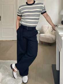 DAZY Men's Summer Striped Patchwork Knit Sweater,Back To School Clothes