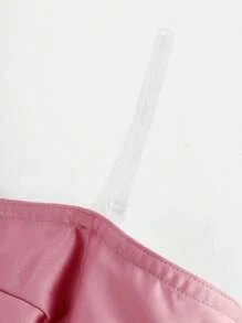 Girlism 少女优雅奢华莲花粉色 3D 蝴蝶装饰肩部泡泡袖短款派对礼服，适合宴会、舞会 - 藕粉色 - 查看 6