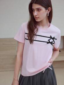 MOTF STUDIO BOW DETAIL BOXY T-SHIRT
