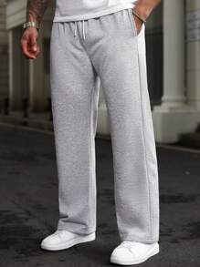 Manfinity CasualCool Pantalones de chándal de unicolor con cordón para hombres de talla grande, sencillos y de moda