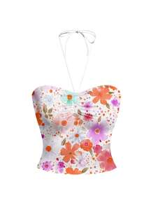 cha5rlie Colorful Floral Print Camisole Tank Top For Women, Suitable For Summer Music Festivals, Beach, Vacation - Multicolor - View 4