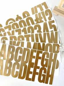 6pcs, 6.35 Cm Waterproof Large Golden Self-Adhesive Letter Decoration Sticker DIY Mailbox Sticker Hot Stamping Letter Sticker Large Alphanumeric Symbol Sticker Decorative Self-Adhesive, - Multicolor - View 10