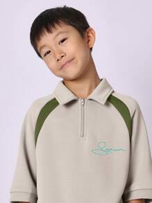 SUMWON 运动休闲两件套运动服套装半拉链 Polo 领运动衫慢跑裤搭配撞色侧板运动训练休闲装春秋冬 - 彩色 - 查看 5