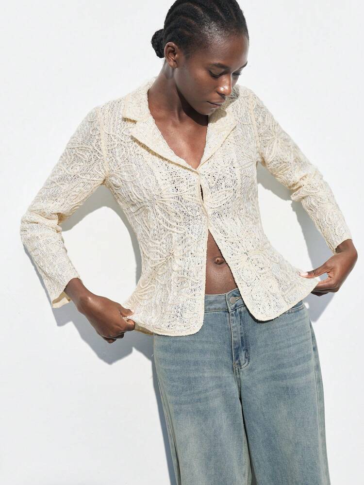 SHEIN Maija 2025 Spring & Summer New Fashionable Embroidered Collar Casual Top, Comfortable For Music Festival, Beach Vacation, Everyday Casual, Romantic Urban Resort, Suitable For Outing, Party, Wedding, Graduate Season