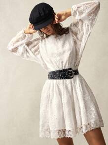 Bohemela Boho Music Festival Women's Mini Embroidered Dress - White - View 7