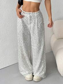 SHEIN EZwear Pantalones brillantes para mujer, minimalistas y de moda, apropiados para el verano
