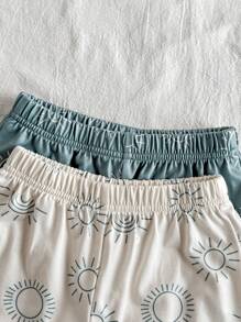 Vintaside Kids Conjunto de 4 piezas para bebé niño con camiseta de manga corta de cuello redondo y shorts de verano, fabricado en tela de punto, versión holgada, en estilo beige y verde grisáceo, fresco y versátil, de estilo de moda sencillo. La camiseta de cuello redondo y manga corta es cómoda y generosa, los shorts son holgados y con forma. La camiseta y los shorts están equipados con estampados de sol, llenos de vitalidad y diversión. Adecuado para deportes, ocio en casa, parque de diversiones, deportes, fotos padres-hijos, fiestas y talla grande.