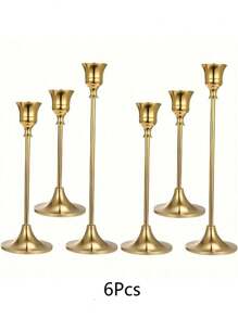 SHEIN Basic living 3 Stücke bronzefarbene, glockenförmige Kerzenhalter für Hochzeit und Party Atmosphäre Dekoration, Raumdekoration, Geschenke - Bronze - Übersicht 3