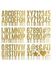 6pcs, 6.35 Cm Waterproof Large Golden Self-Adhesive Letter Decoration Sticker DIY Mailbox Sticker Hot Stamping Letter Sticker Large Alphanumeric Symbol Sticker Decorative Self-Adhesive, - Multicolor - View 4