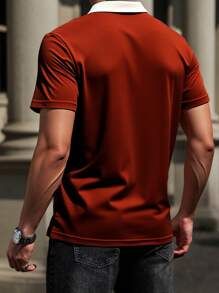 Manfinity Homme Men's Casual Loose-Fit Colorblock Short Sleeve Polo Shirt