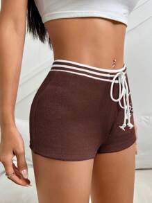 SHEIN EZwear Women Super Shorts, Minimalist Style Suitable For Summer - Brown - View 7