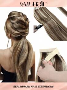 Straight Ponytail Colored Human Hair Extension Hair Extensions - S4/613 - View 1