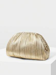 MOTF PREMIUM PLEATED PU LEATHER CLUTCH BAG - Gold - View 2