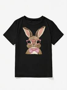 INAWLY 女式复活节兔子图案常规宽松圆领 T 恤