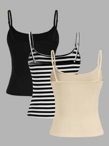 SHEIN EZwear 3件套女士性感露脐吊带背心，适合夏季穿着 - 彩色 - 查看 2