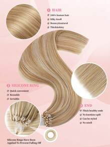 50 Strands Micro Loop Hair Extensions Real Human Hair P18/22#Balayage Caramel Blonde To Bleach Blonde Microbead Hair Extensions Utral Smooth And Super Soft SilkyStraight Micro Loop Healthy  Human Hair Extensions For Woman - S18A/613A - View 5