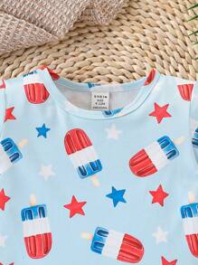 Baby Boys Can Wear Cute, Fun, Simple And Casual Ice Cream Star Print Set In Spring And Summer - Multicolor - View 6