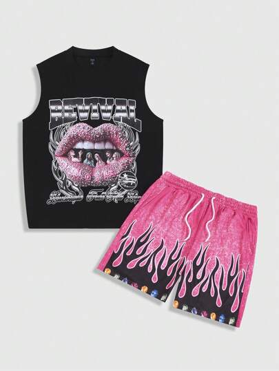 Street Life Men's Street Digital Print Sleeveless Casual T-Shirt, Everyday Wear