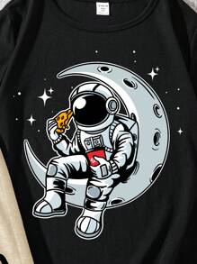 2 szt. Chłopięcy casualowy, prosty, okrągły dekolt, krótki rękaw, T-shirt i spodenki, odpowiedni na lato