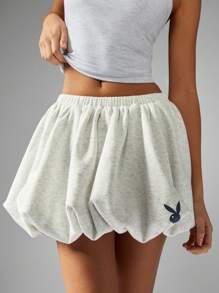 Missguided x Playboy Balloon Mini Skirt Loungewear Puffball Design Elastic Waist Athleisure ComFort Wear Spring Summer Casual Sporty Streetwear