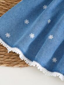 Cozy Pixies Baby Girl Sleeveless Ruffle Waist Casual Comfortable Dress - Blue - View 7