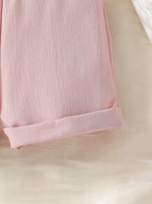 2 件装女婴甜美白色泡泡袖上衣和粉色短裤套装 - 彩色 - 查看 6