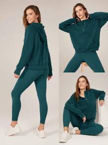 GLOWMODE Modal Silk Touch Oversized Long Sleeve Half-Zip Hoodie Fall