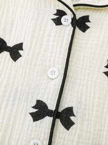 Young Girls Casual Beige Bear Print Long Sleeve Top And Pants 2Pcs Set, Comfortable Loose Fit Loungewear - Apricot - View 4