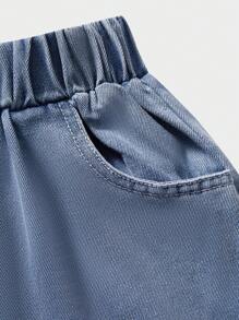 SHEIN Explorewe Tween Boy Casual Loose Fit Blue Jeans - Blue - View 5