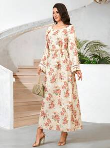 SHEIN Najma Váy phong cách Ả Rập đơn giản thanh lịch dành cho nữ, phù hợp cho mùa hè - Nhiều màu - Xem 4
