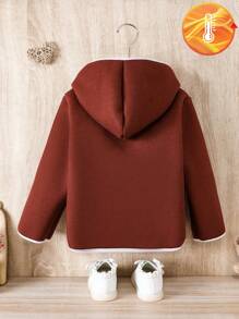 SHEIN Young Boy Dual Pocket Teddy Lined Hooded Duffle Overcoat