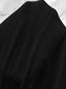 SHEIN LUNE Hollow Out Jacquard Textuur Casual Mouwloos Geplooide Blouse, Elegant Voor Reizen & Vrije Tijd