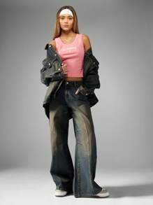 Missguided x Playboy Logo Ribbed Tank Top Retro Athletic Vest Urban Streetwear Summer Workout Racerback Sleeveless Basic Sport Fashion Y2K Gym Activewear - Watermelon Pink - View 5