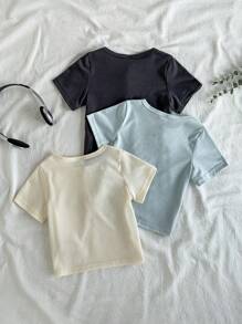 Vintaside Kids Babyboy Toddler Boys' Summer Multi-Pack Round Neck Short Sleeve Fashionable Versatile T-Shirts, Perfect For Warm Weather Outdoor Adventures And Indoor Leisure - Multicolor - View 2