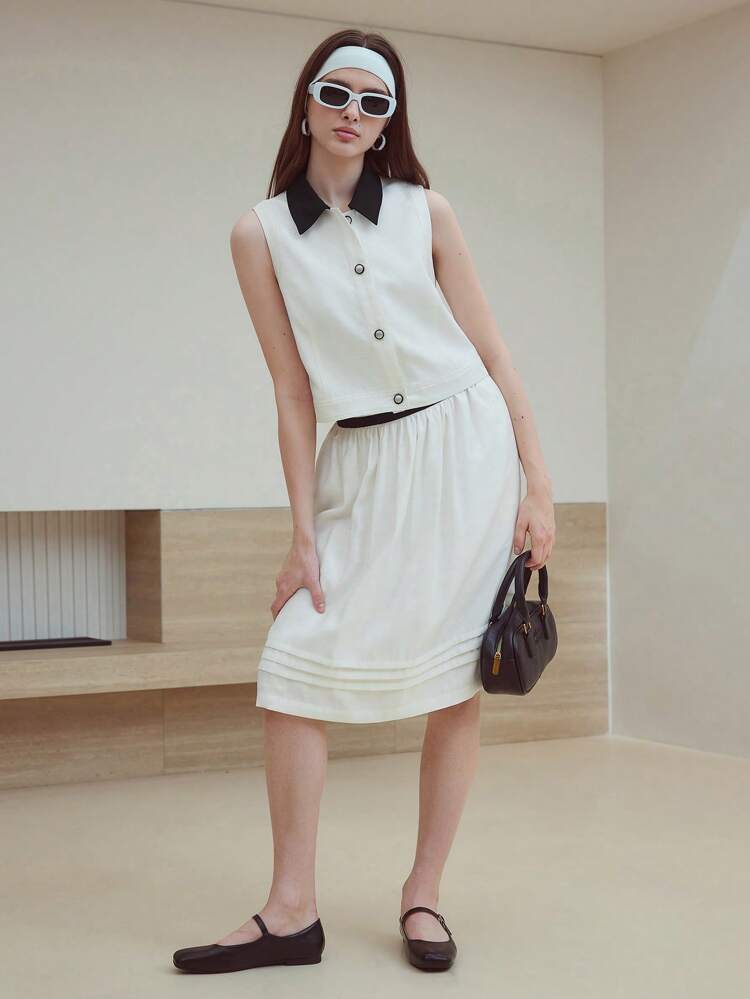 MOTF STUDIO GATHERED COLORBLOCK SKIRT