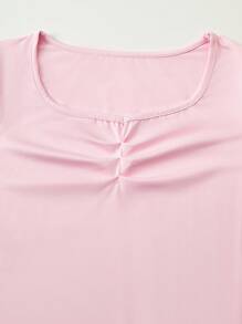 Lunivi 2er-Set für Teenager-Mädchen, lässig elegante Outfits, bestehend aus rosa kurzärmeliger Crop Top und Hose mit Blume Muster und 3D-Schleifendesign, für Frühling/Sommer/Herbst