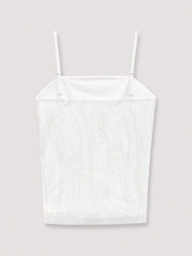 SHEIN Maija 2025 Summer New Lace Embroidery Tassel Cami Top, Simple Fashionable Versatile For Office, Daily, Beach, Party, Wedding, Graduation Day, Elegant Urban Vacation Resort For Women