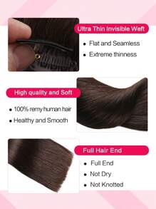 Seamless Clip Ins Seamless Skin Weft Clip In Human Hair Extensions 8pcs 110g 120g PU Clip In Extensions Full Head Remy Human Hair Invisible Clip In Hair Extensions Hair Extensions - S2 - View 6