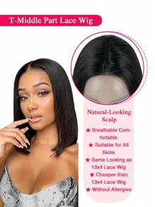 Natural Color Short Bob Wig Human Hair 13X4X1 T Part Lace Front Wig Human Hair For Women Middle Part Brazilian Straight Bob Wig Virgin Human Hair - S1 - View 8