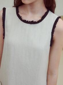 MOTF STUDIO 撞色镶边口袋连衣裙 - 杏色 - 查看 2