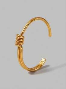 Ontre 18k Gold Plated Minimalist Twisted Bangle Bracelet, Suitable For Daily Wear