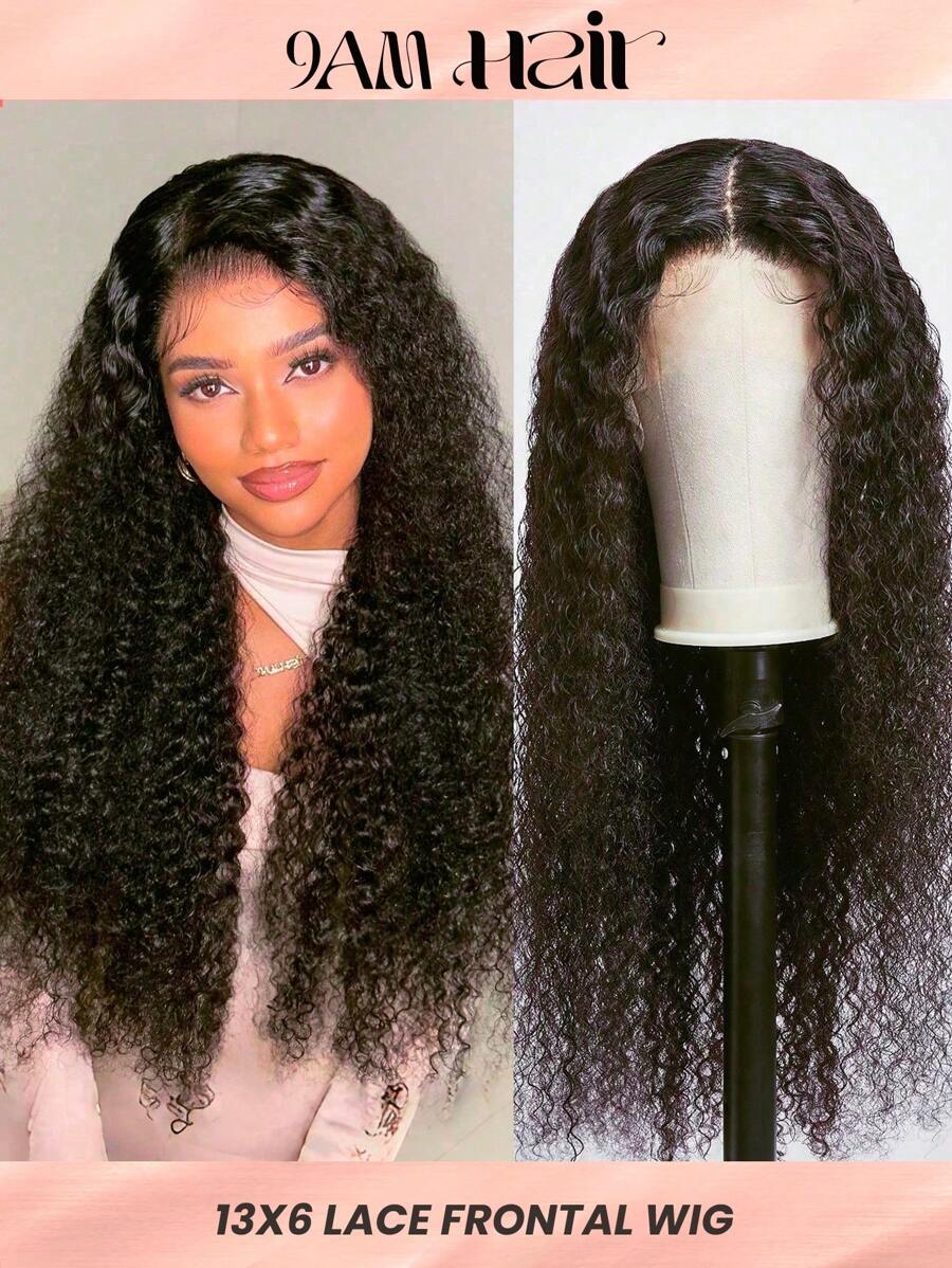 13x6 Kinky Curly Lace Front Wig 人髮,30-32吋透明髮網,180%髮量適用於自然色 - SNatural - 查看 1