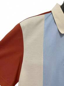 Manfinity Homme Men's Casual Loose-Fit Colorblock Short Sleeve Polo Shirt