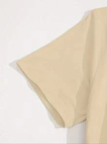 Set de 3 camisetas casuales de manga corta con cuello redondo y estampado de corazón para mujeres - Caqui - Ver 5