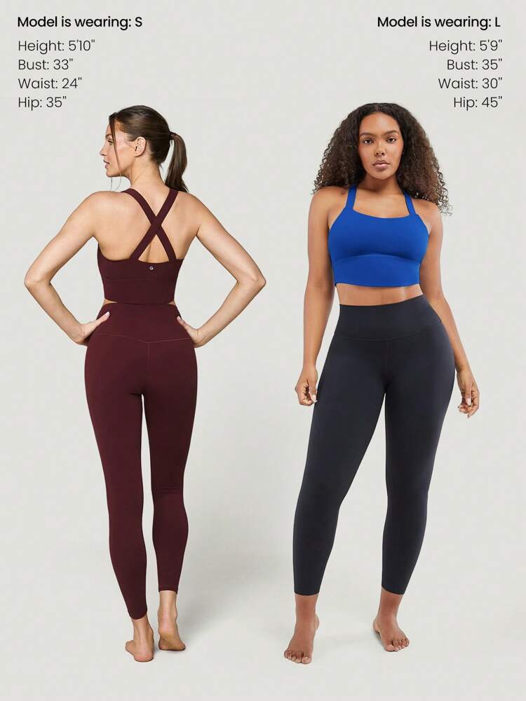 FeatherFit™ Crossover Straps Curved Hem Sports Bra Tank Top Low Impact Yoga Pilates Daily Gym Spring Summer