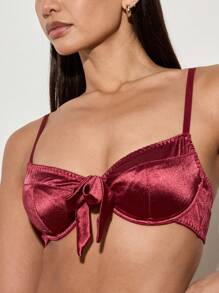 AiiRZ 2 Pack Luxury Satin Bow Front Bralette Underwired Push Up Padded Party Evening Holiday Resort Bra Spring Summer Collection - Multicolor - View 6